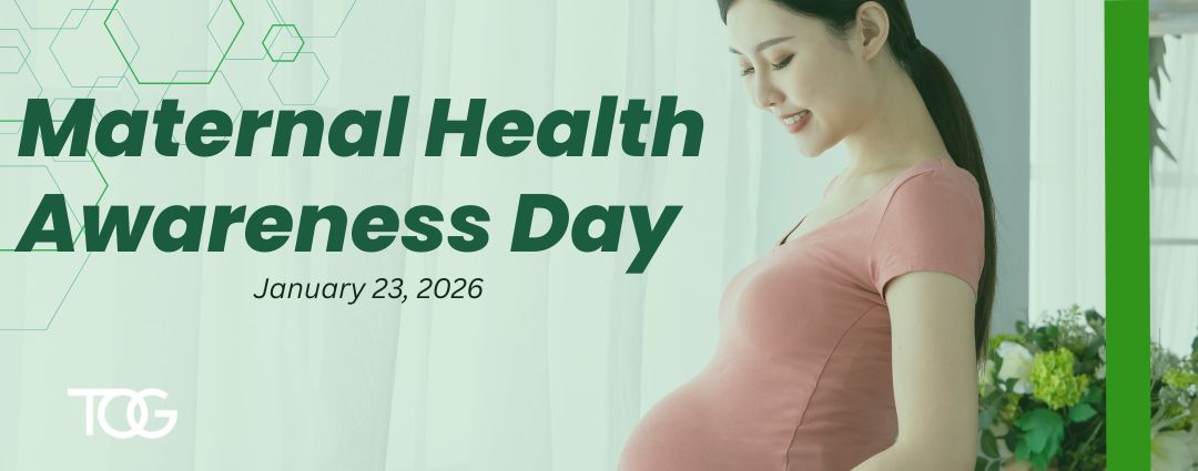 Pregnant woman on right with the words Maternal Health Awareness Day